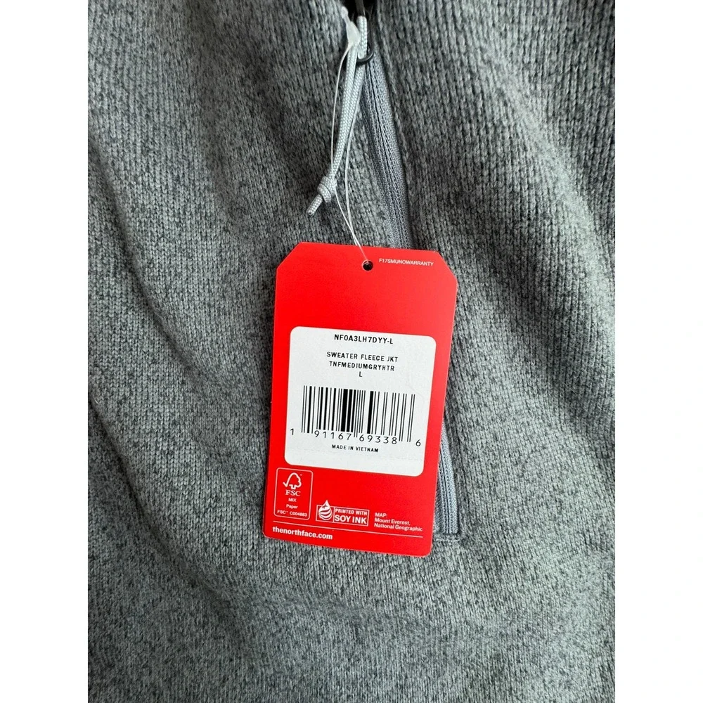 The North Face Gordon Lyons Mens Full Zip Sweater Fleece Jacket Grey‎ NF0A3LH7 L